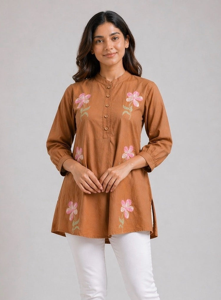 pure-cotton-embroidered-top-brown-1