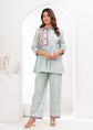 Pure Cotton Flex Embroidered Co-ord Set in Blue