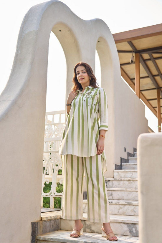 pure-cotton-flex-embroidered-high-low-pattern-striped-co-ord-set-green-1
