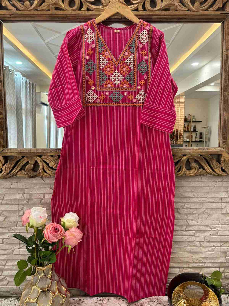 pure-cotton-handloom-hand-embroidered-kurta-rani-pink-1