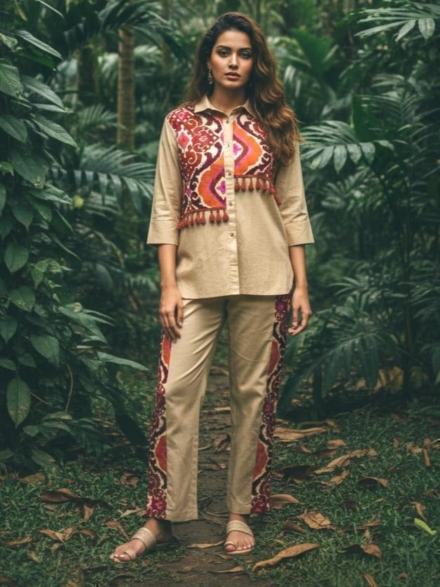 pure-cotton-ikkat-print-co-ord-set-brown-1