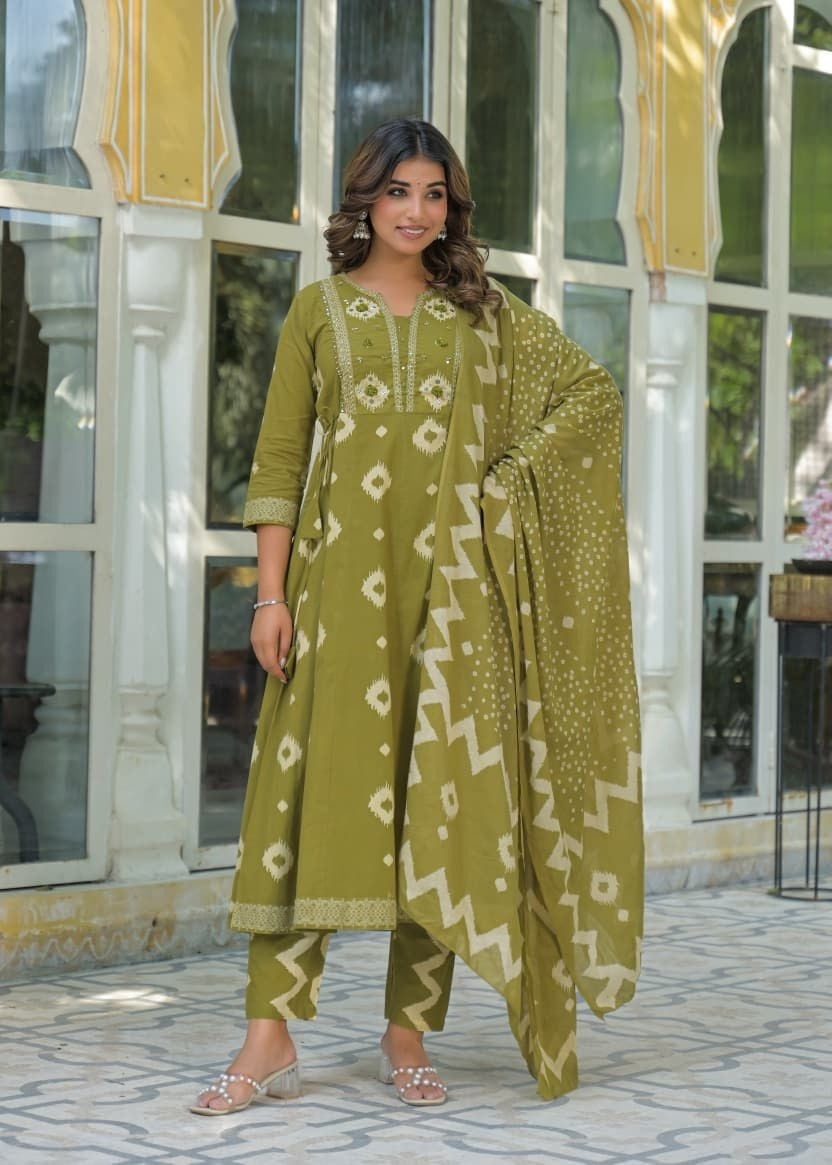 pure-cotton-ikkat-print-embroidered-anarkali-light-green-1