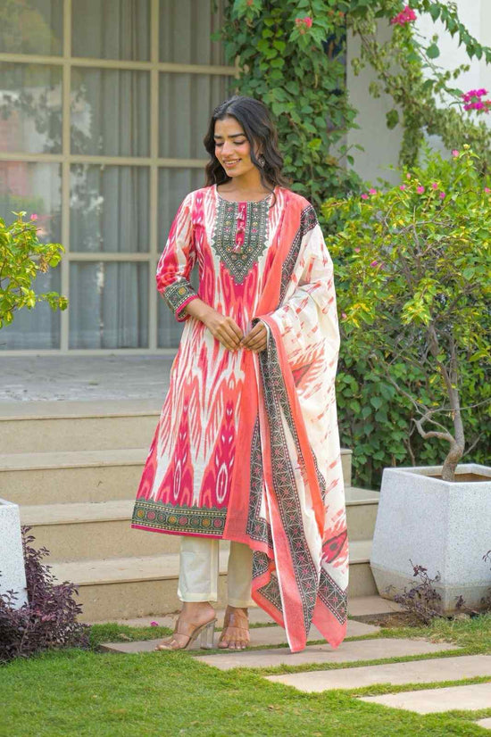 pure-cotton-ikkat-print-suit-set-red-1