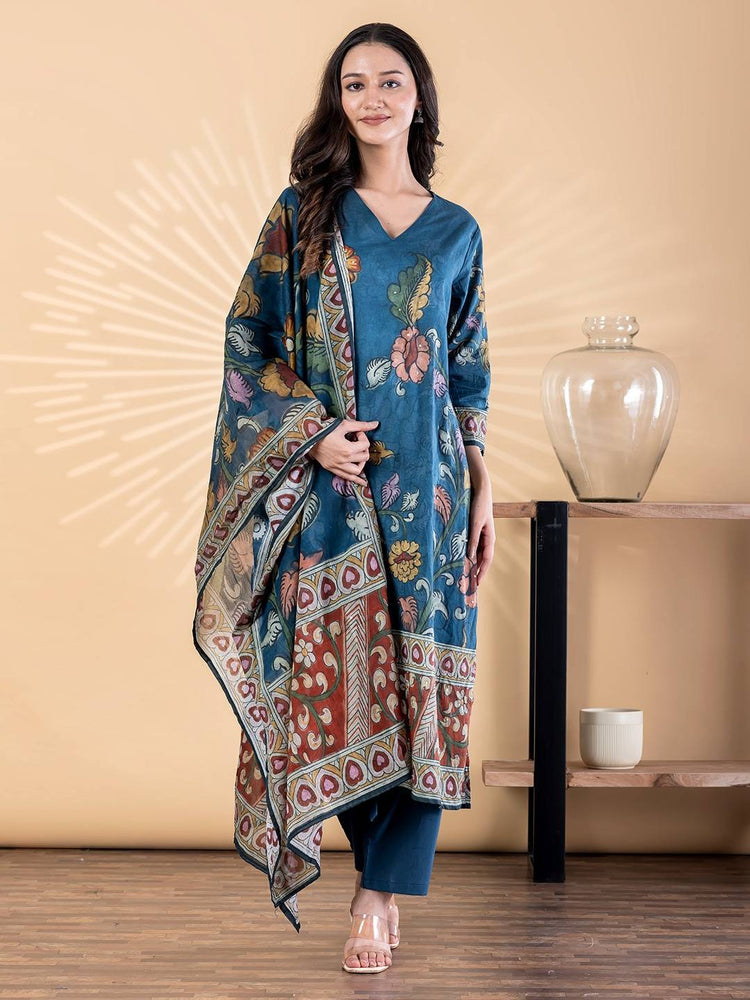 pure-cotton-kalamkari-print-straight-fit-suit-set-indigo-blue-1