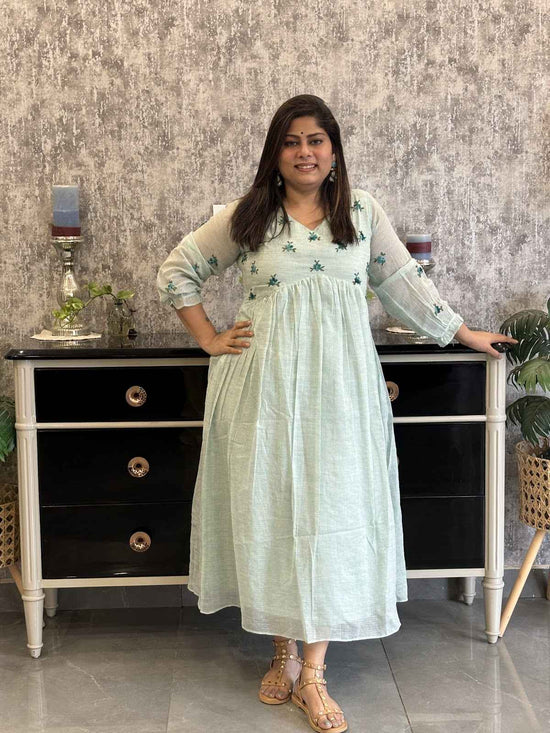 pure-cotton-kota-hand-embroidered-dress-with-lining-green-1