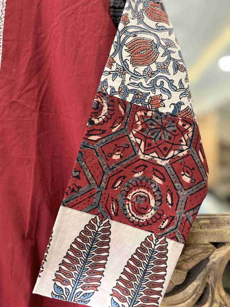 pure-cotton-mirror-work-ajrakh-print-short-kurta-maroon-3
