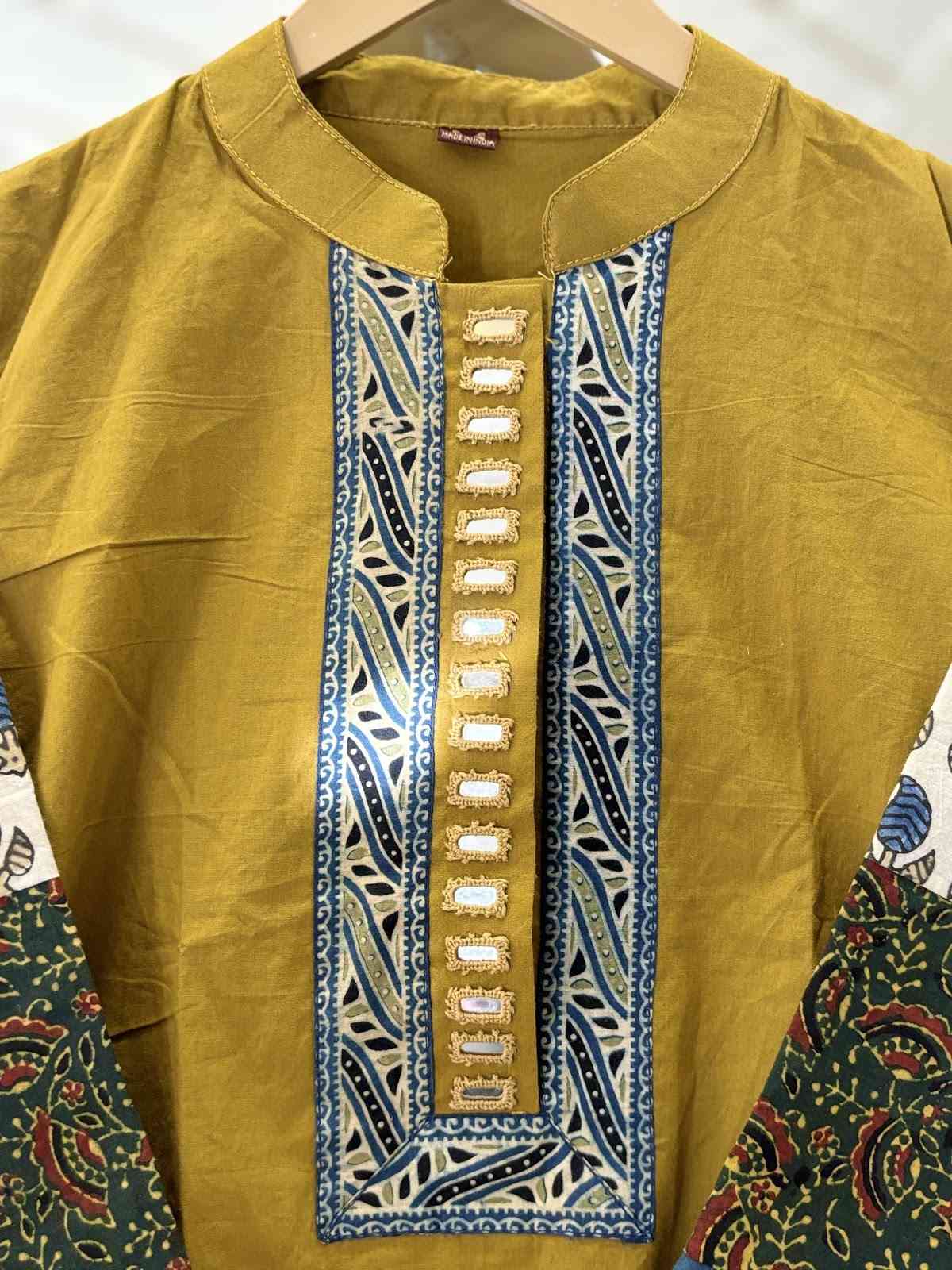 pure-cotton-mirror-work-ajrakh-print-short-kurta-mustard-2