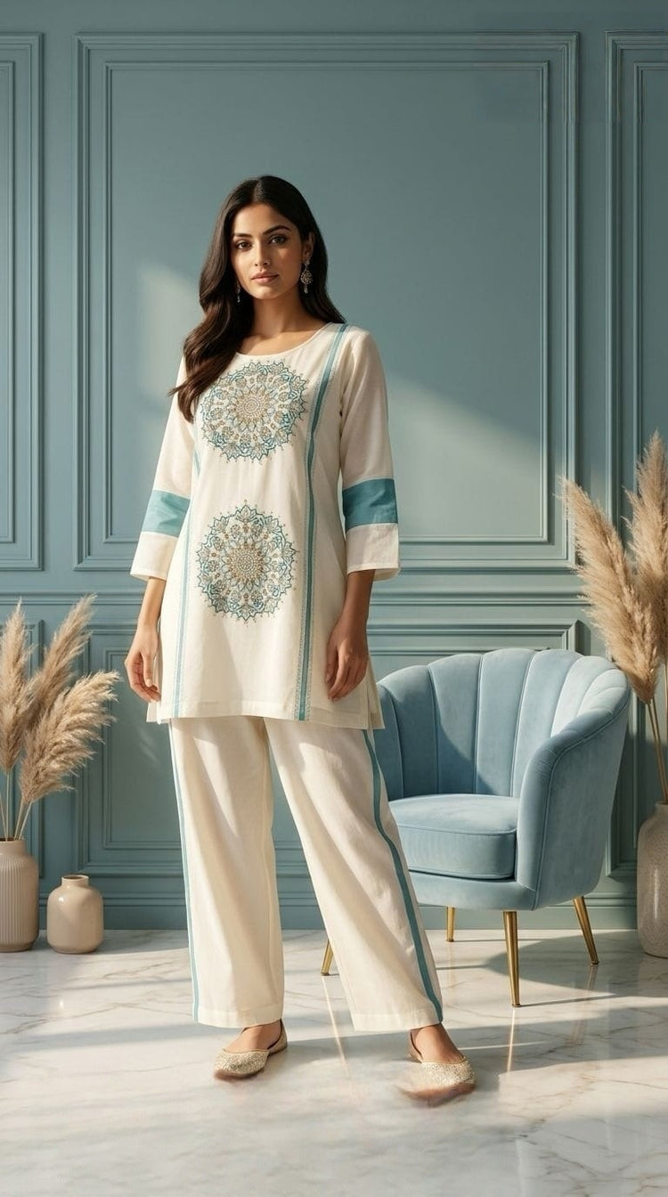 pure-cotton-net-embroidered-co-ord-set-with-mul-cotton-lining-ivory-and-green-1