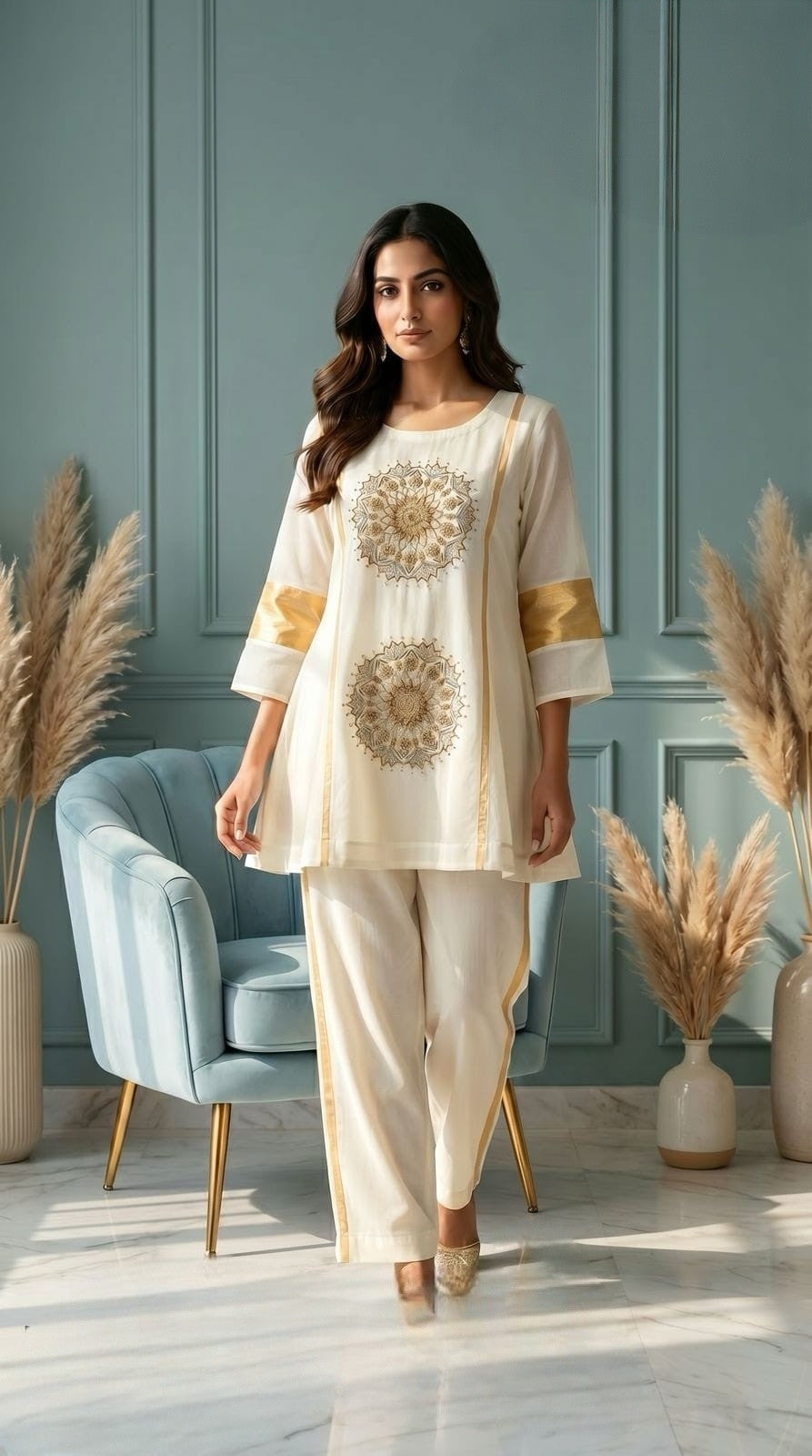 pure-cotton-net-embroidered-co-ord-set-with-mul-cotton-lining-ivory-and-mustard-1