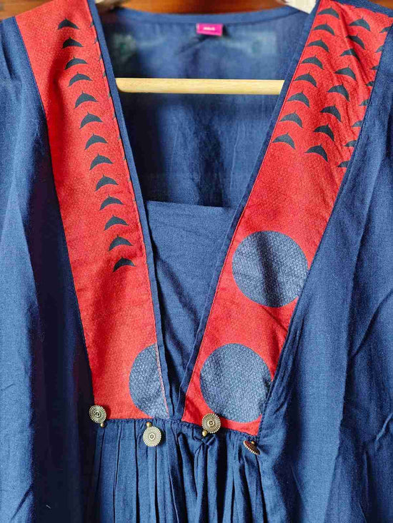 pure-cotton-pant-set-a-line-paired-with-cotton-printed-pants-navy-blue-2