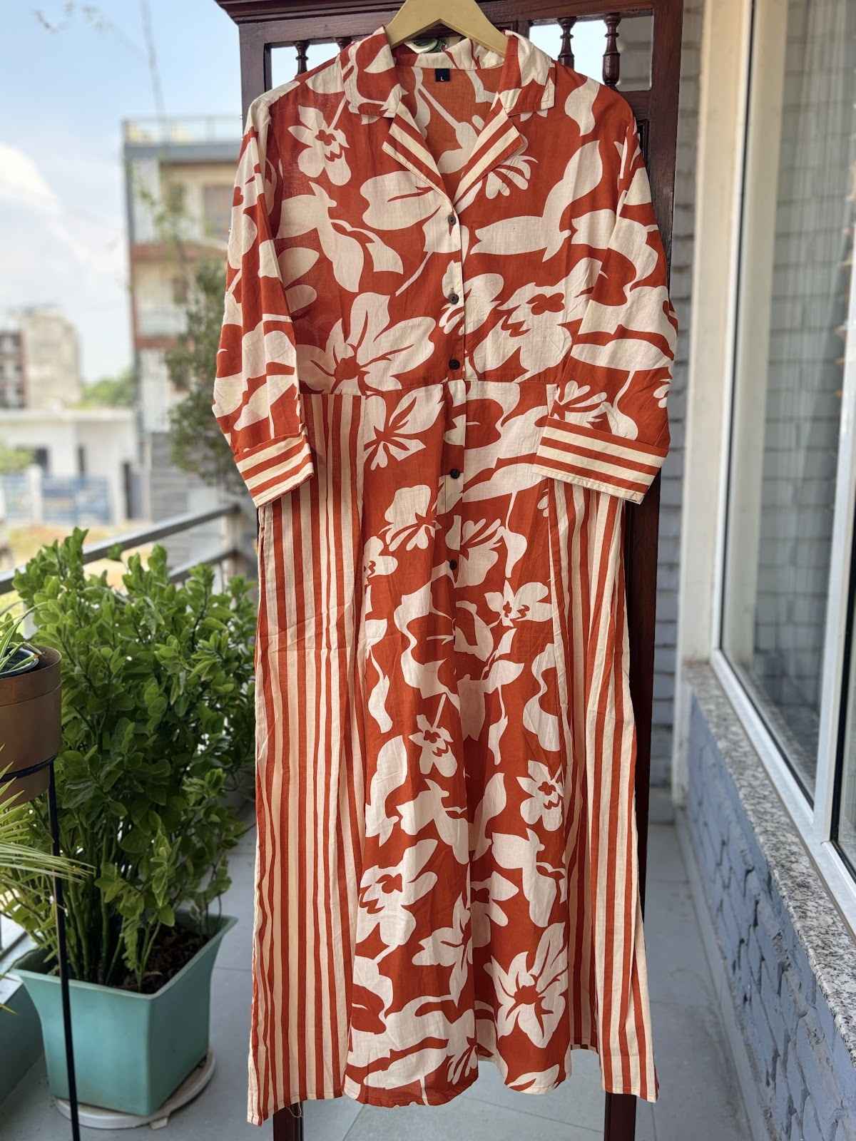 pure-cotton-printed-a-line-dress-orange-1