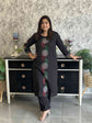 Pure Cotton Printed Pant Set in Black
