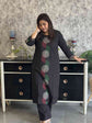 Pure Cotton Printed Pant Set in Black