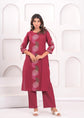 Pure Cotton Printed Pant Set in Wine