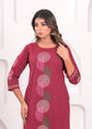 Pure Cotton Printed Pant Set in Wine