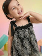 Pure Cotton Schiffili A-line Dress With Lining in Black