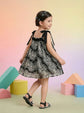 Pure Cotton Schiffili A-line Dress With Lining in Black