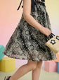 Pure Cotton Schiffili A-line Dress With Lining in Black
