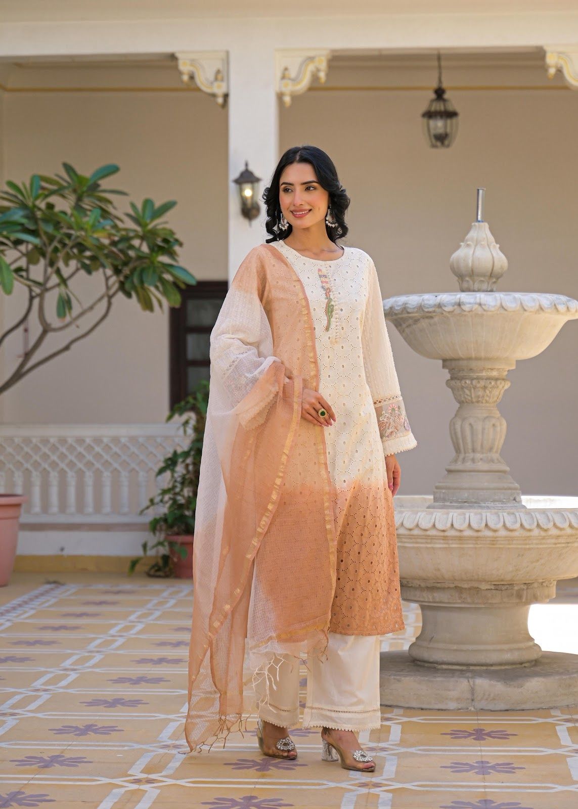 pure-cotton-schiffili-embroidered-straight-fit-suit-set-paired-with-kota-doria-ombre-shade-dupatta-brown-1