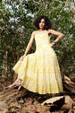Pure Cotton Shrug Dress With Cotton Tiered Inner With Katha Work Paired With Mul Cotton Shrug