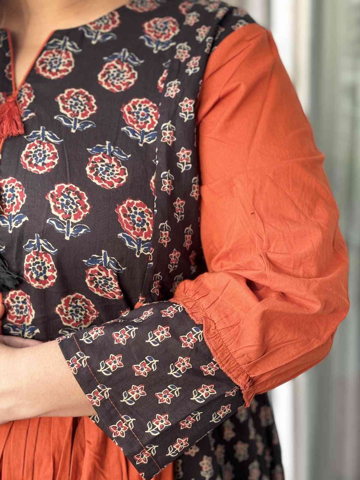 pure-cotton-suit-set-with-ajrakh-panelling-on-front-back-paired-with-mul-cotton-dupatta-rust-3