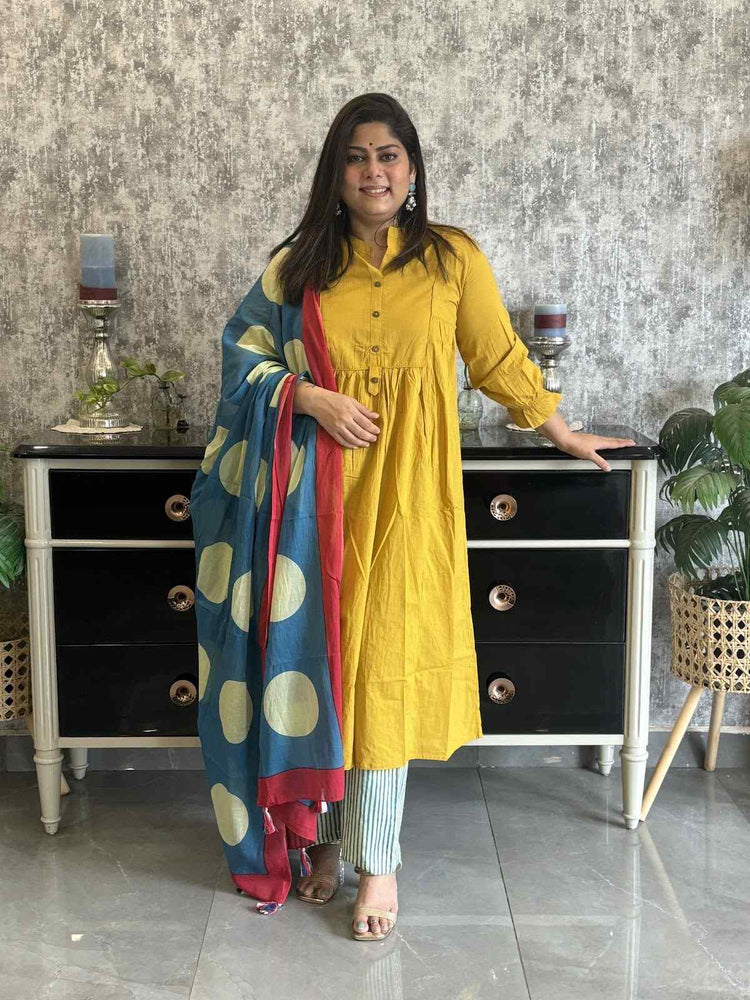 pure-cotton-suit-set-with-block-print-dupatta-pants-mustard-1
