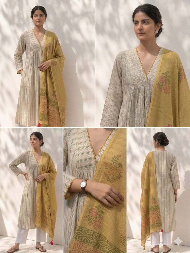 pure-cotton-suit-set-with-gathers-paired-with-hand-block-kota-check-dupatta-mustard-1
