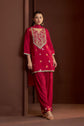 pure-crepe-hand-embroidered-jaquard-bandhni-look-weaving-farshi-suit-set-paired-with-pure-chiffon-dupatta-red-2