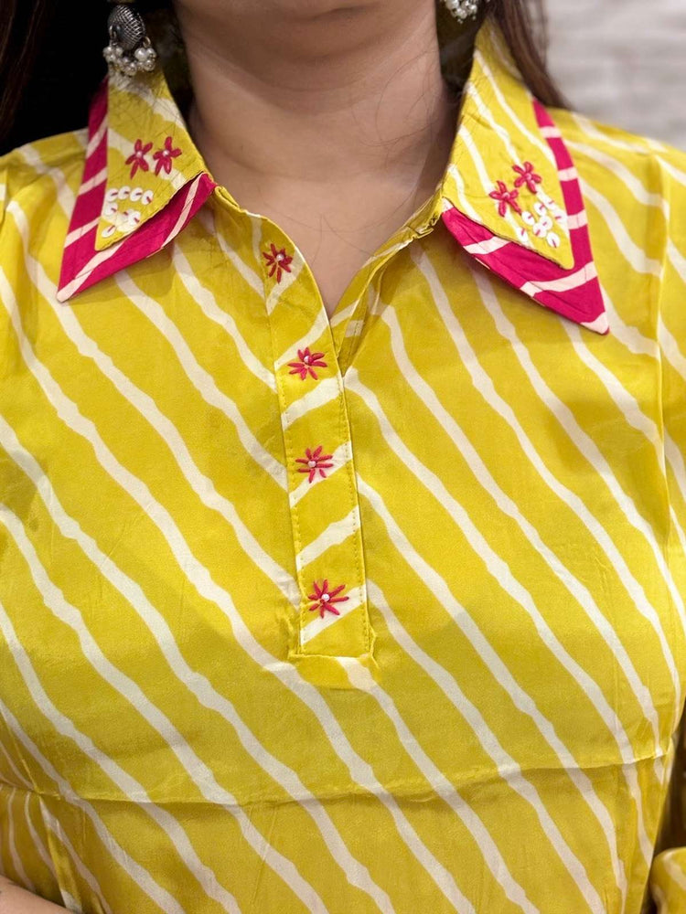 pure-crepe-leheriya-print-double-collar-co-ord-set-lemon-yellow-2