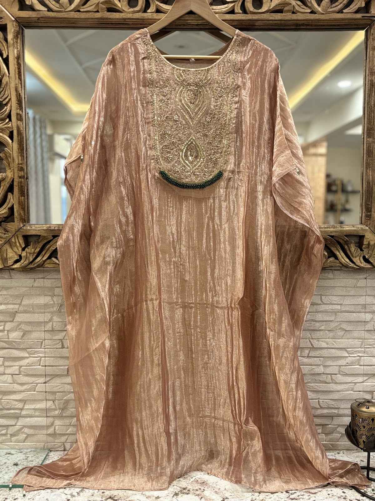 pure-glass-tissue-hand-embroidered-kaftan-set-with-separate-inner-rose-gold-1