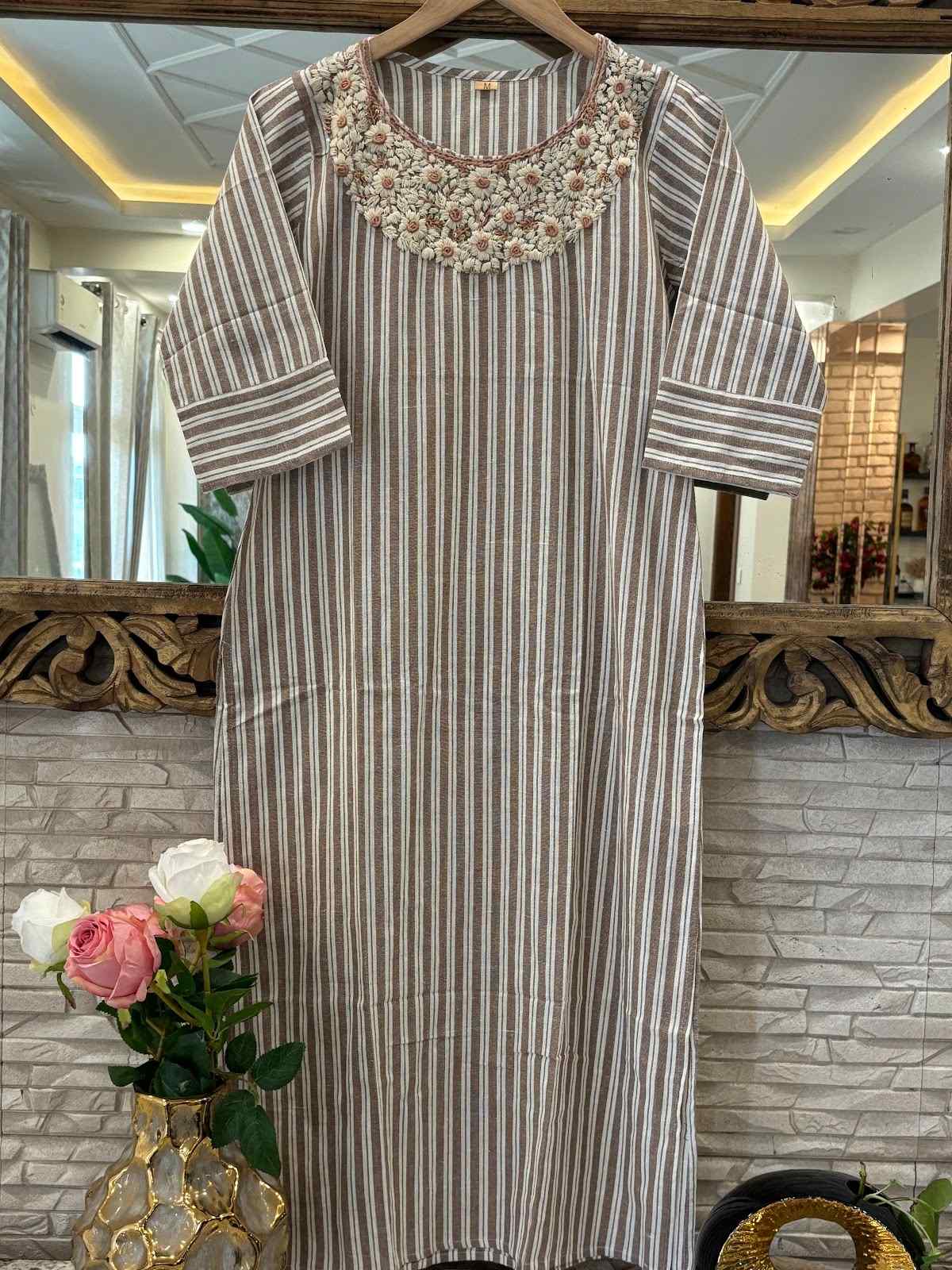 pure-handloom-cotton-hand-embroidered-kurta-brown-1