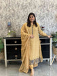 pure-jute-linen-embroidered-appliquÃ©-work-suit-set-with-chanderi-dupatta-mustard-1