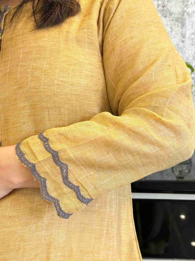 pure-jute-linen-embroidered-appliquÃ©-work-suit-set-with-chanderi-dupatta-mustard-3