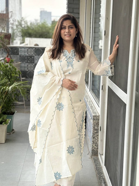 pure-kora-cotton-cut-work-straight-fit-suit-set-with-lining-off-white-and-blue-1