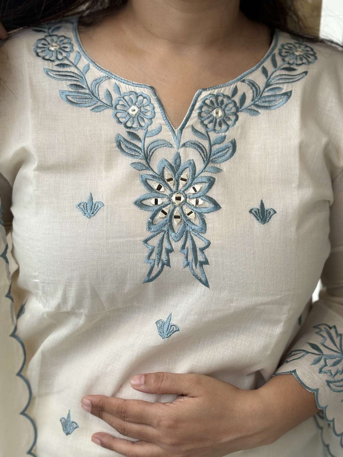 pure-kora-cotton-cut-work-straight-fit-suit-set-with-lining-off-white-and-blue-2