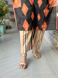 Pure Linen Cotton Digital Print Designer Pant Set in Orange And Black