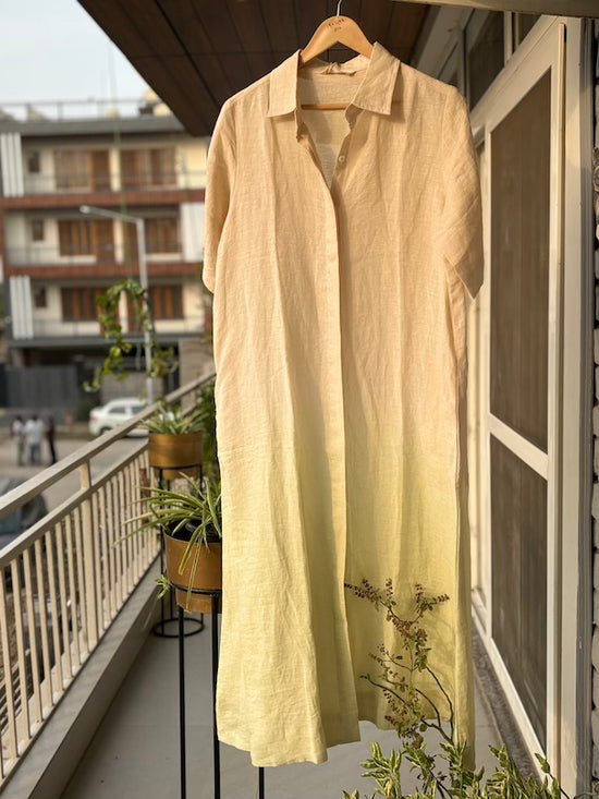 Pure Linen Ombré Shade Oversized Dress