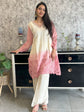 Pure Mul Chanderi Cut Work Hand Embroidered Co-ord Set in Off-White and Pink