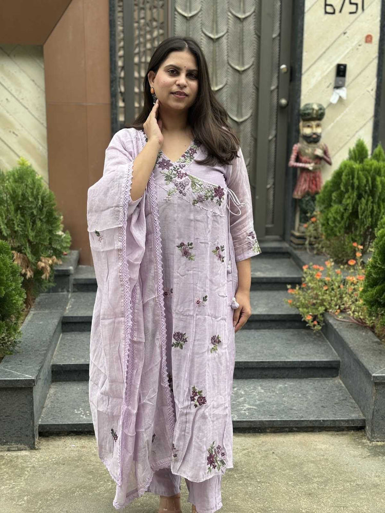 pure-mul-chanderi-hand-embroidered-angrakha-style-anarkali-suit-set-lavender-1