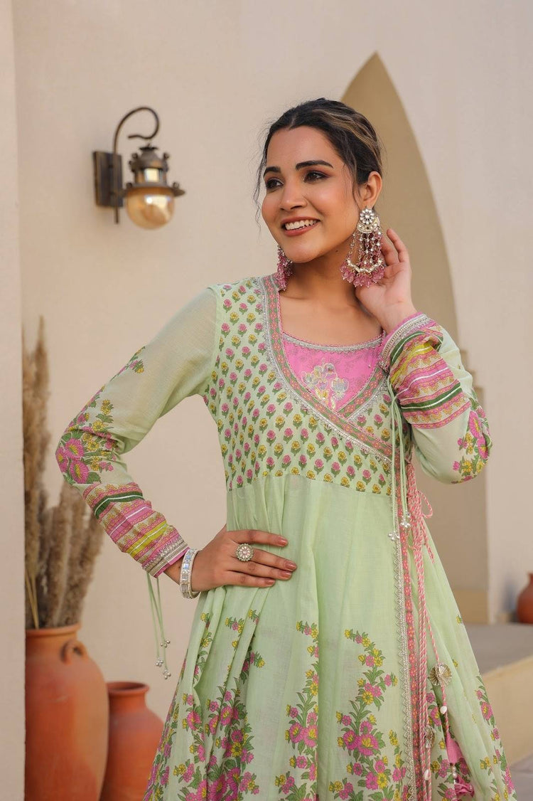 pure-mul-cotton-angrakha-style-two-layered-gota-work-floor-length-dress-pista-green-2