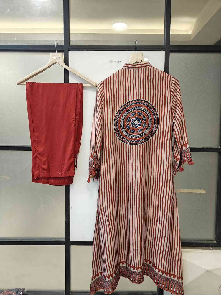 pure-muslin-a-line-ajrakh-print-pant-set-maroon-3