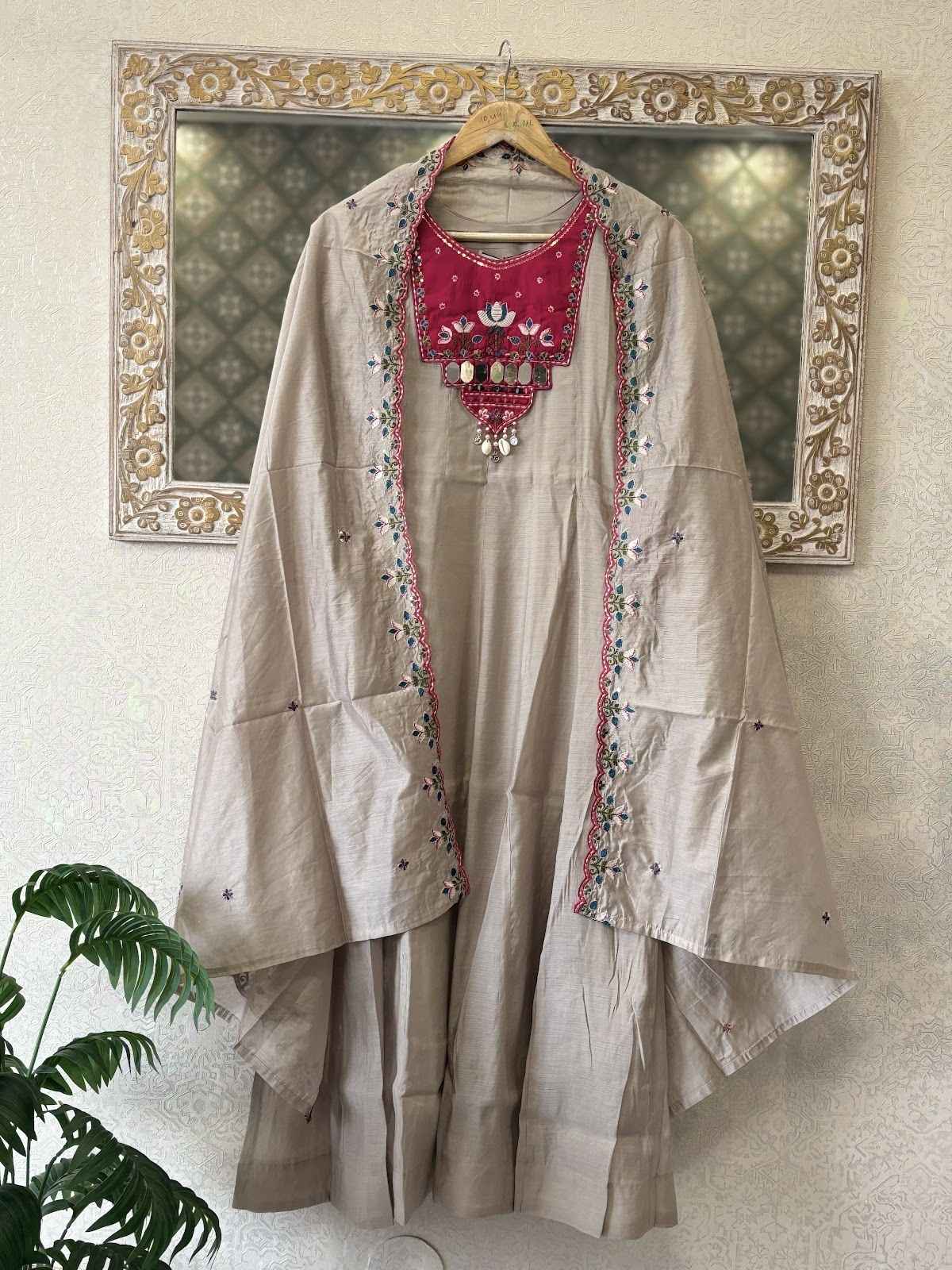 pure-muslin-anarkali-with-embroidered-panel-at-front-back-paired-with-chanderi-embroidered-dupatta-beige-1