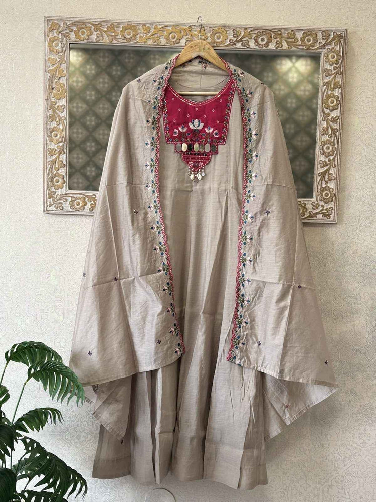 pure-muslin-anarkali-with-embroidered-panel-at-front-back-paired-with-chanderi-embroidered-dupatta-beige-1