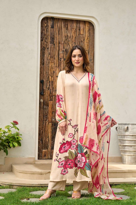 pure-muslin-digital-print-a-line-suit-set-paired-with-pure-viscose-organza-shibori-print-dupatta-beige-1