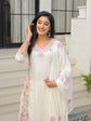 Pure Silly Cotton A-line Embroidered Suit Set With Mul Mul Lining Pockets Paired With Mul Cotton Embroidered Dupatta in Ivory