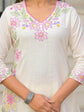 Pure Silly Cotton A-line Embroidered Suit Set With Mul Mul Lining Pockets Paired With Mul Cotton Embroidered Dupatta in Ivory