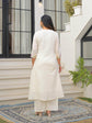 Pure Silly Cotton A-line Embroidered Suit Set With Mul Mul Lining Pockets Paired With Mul Cotton Embroidered Dupatta in Ivory