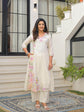 Pure Silly Cotton A-line Embroidered Suit Set With Mul Mul Lining Pockets Paired With Mul Cotton Embroidered Dupatta in Ivory