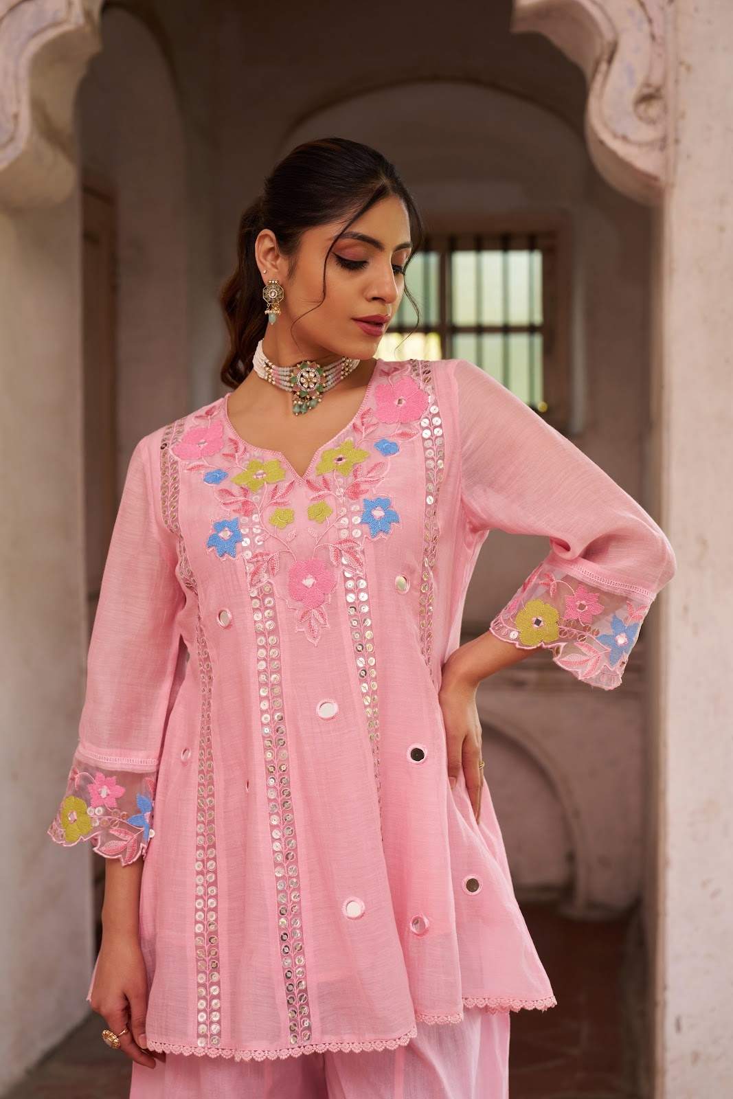 short-kurta-anarkali-style-embroidered-suit-set-with-cotton-palazzo-chanderi-dupatta-light-pink-3