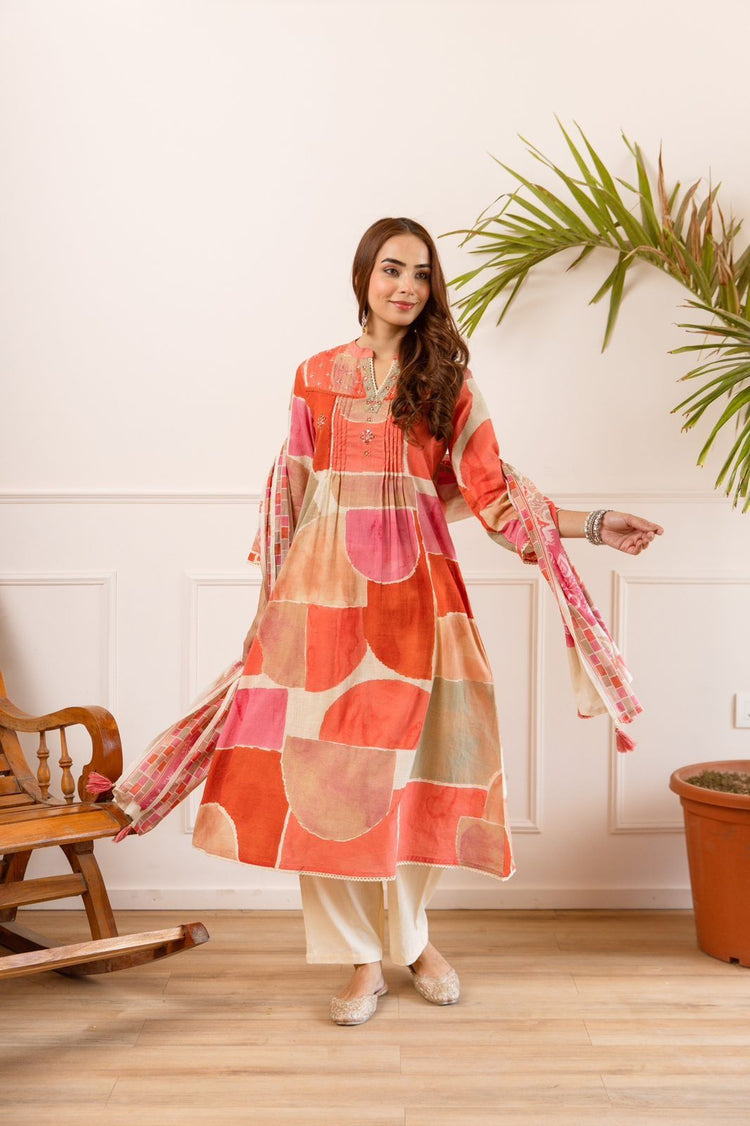 Soft Cotton Flex A-line Embroidered Suit Set Paired With Mul Cotton Du –  Heritage Hues By Ritika